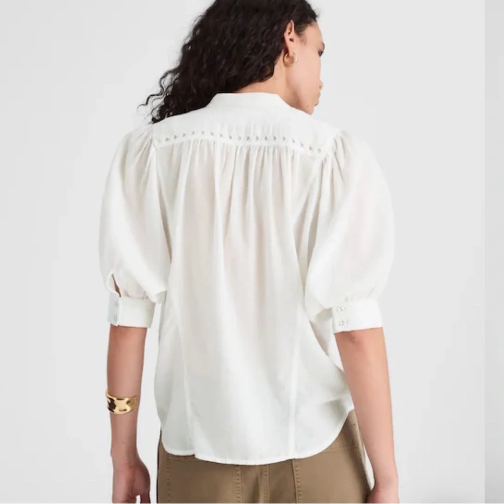 Madewell Puff-Sleeve Band-Collar Shirt